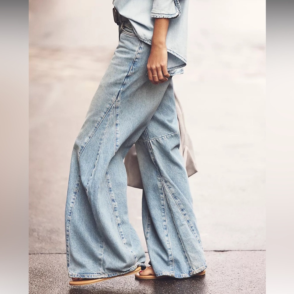 Free People We The Free Eden High Slouchy Flare Jeans Wide Leg Baggy Size 27 - Picture 5 of 6